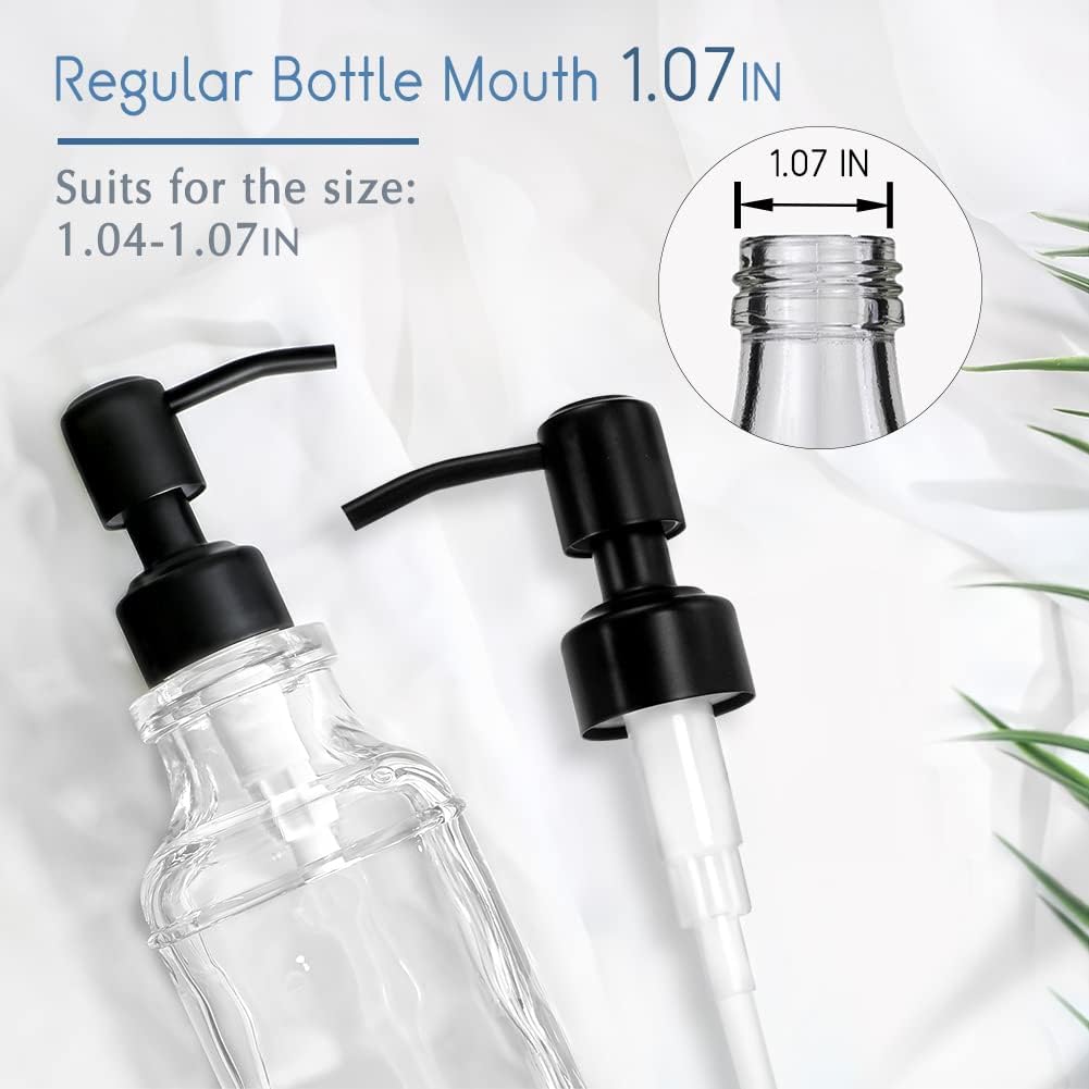 JASAI Durable 304 Stainless Steel Soap Dispenser Pump, Rustproof Black Satin Soap Dispenser Pump Replacement for Regular Mouth(2 Pack)