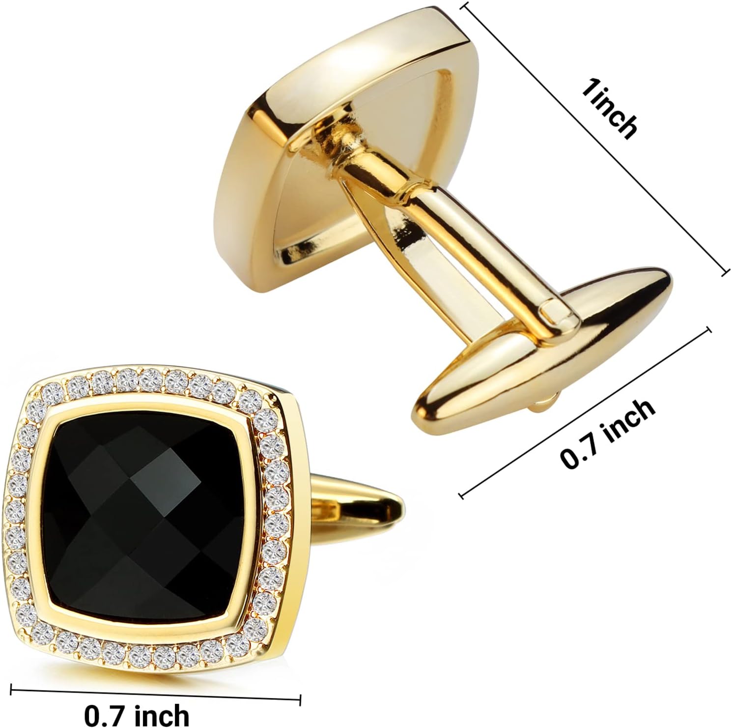 HAWSON Cufflinks for Men, Gold Diamond Crystal Cufflinks for Groom Husband Personalized Gifts, Mens Formal Wedding Business Cufflinks, Luxurious Gorgeous Cuff Links French Shirt Accessories - Image 2