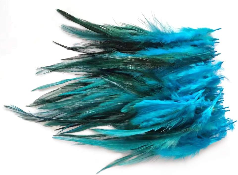 COMFEVE 1 Pack of 100 Sky Blue Rooster Tail Feathers - 8-18 cm / 3.2-7.1 Inch for Wedding Decor & Crafts
