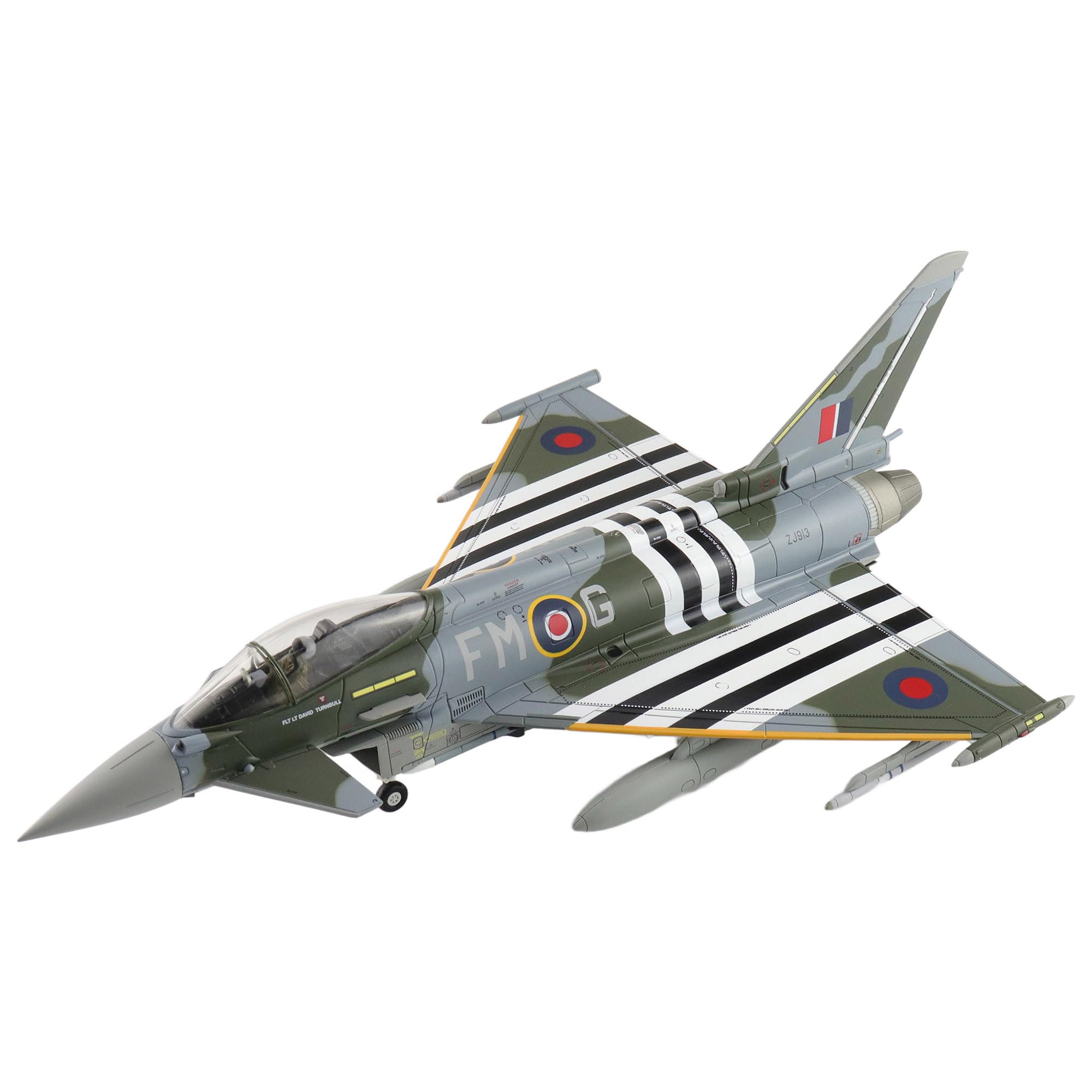 Hobby Master | 1:72 Scale Diecast Military Aircrafts | Eurofighter Typhoon FGR4 ZJ913/FM-G, RAF, 2024 (w/2 x ASRAAM, 4 x AIM-120, 3 x Fuel Tank) | Model HA6626