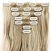 LELINTA 7Pcs 16 Clips 24 Inch Wavy Curly Full Head Clip in on Double Weft Hair Extensions Sandy Blonde Mix Bleach Blonde