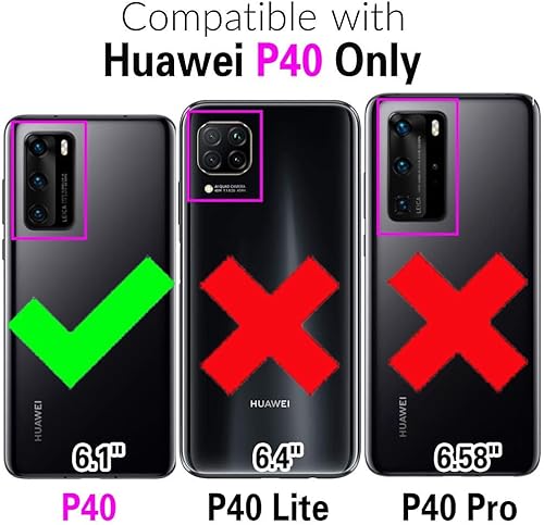 Miniatura 2 de Asuwish Funda para teléfono Huawei P40 Pro con protector de pantalla de vidrio templado y soporte delgado, híbrida, resistente, funda protectora
