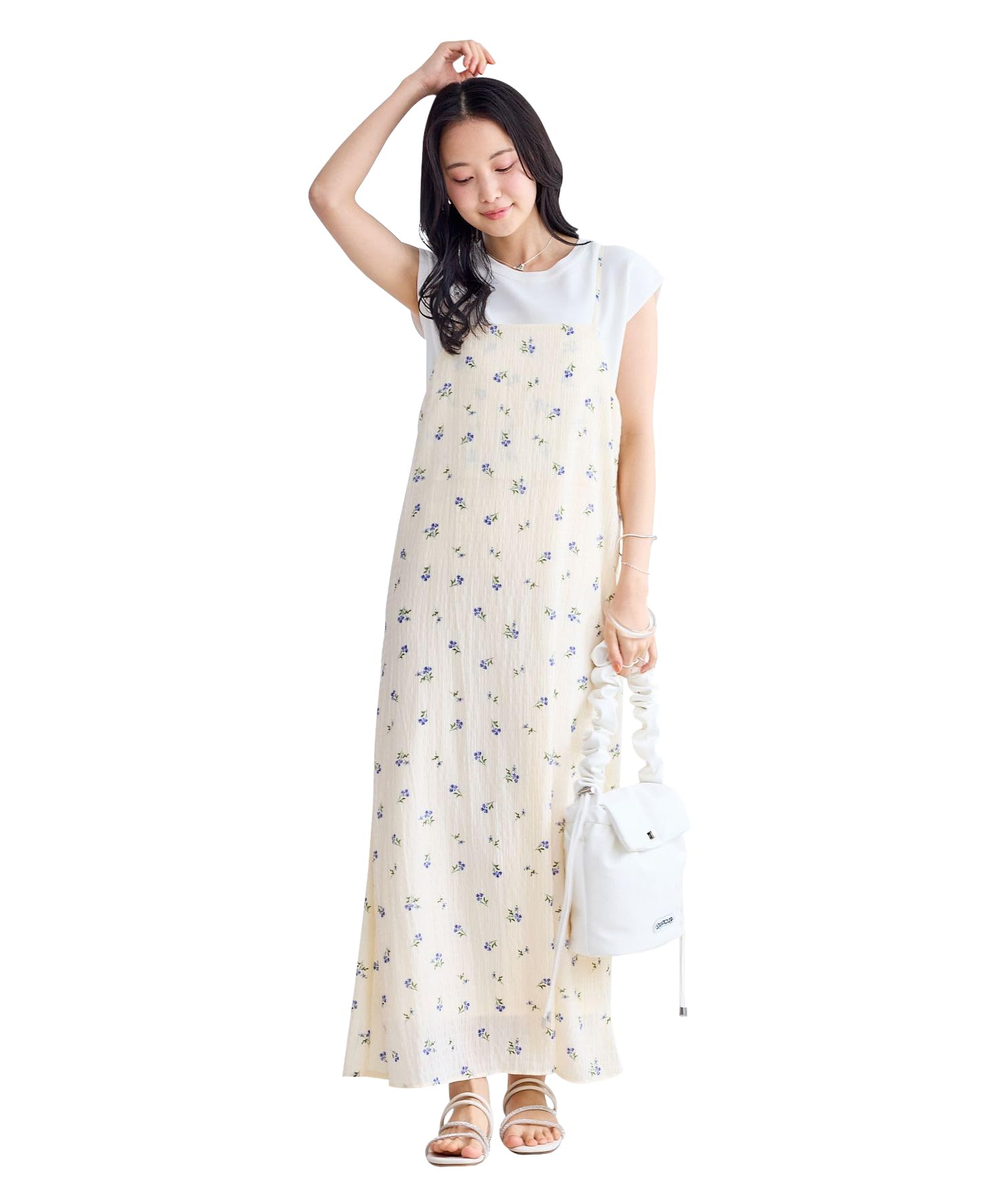 Amazon.co.jp: [ビス] フラワープリントキャミワンピース キナリ系(17