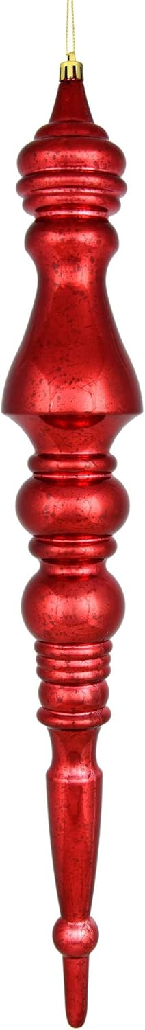 Vickerman 20" Mercury Finial Ornament, Shatterproof Plastic, Christmas Tree Decoration, Wine