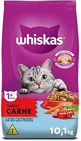 whiskas Ração Whiskas Para Gatos Adultos Castrados Sabor Carne - 10,1Kg