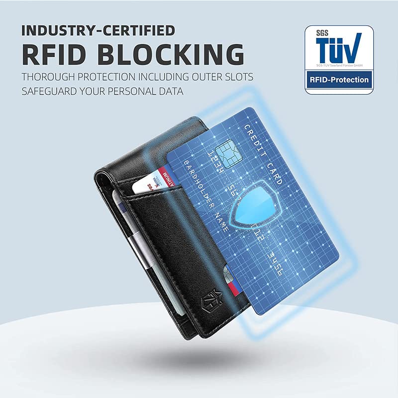 Mens multi card anti-theft cattle leather bag Carbon fiber wallet Mens leather wallet3