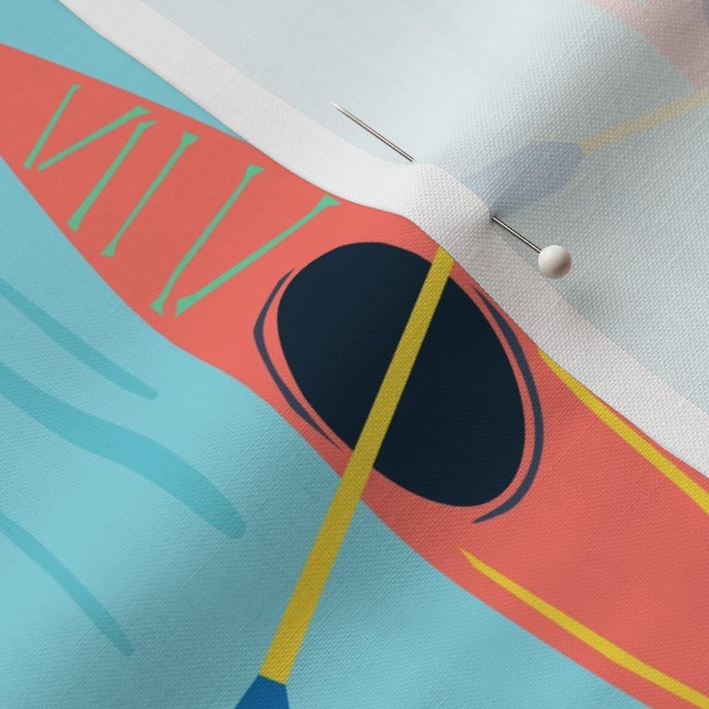 Spoonflower Fabric - Kayaks Water Sports River Outdoors Printed on Petal Signature Cotton Fabric by The Yard - Sewing Quilting Apparel Crafts Decor