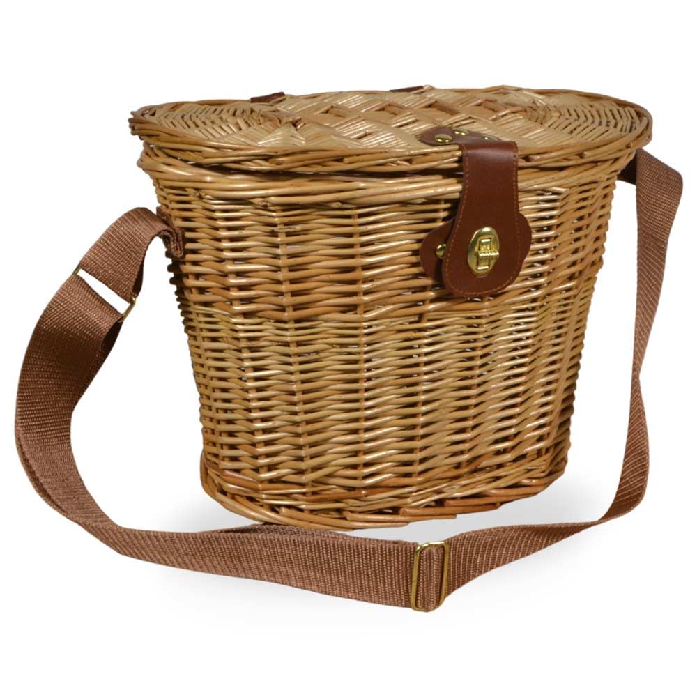 Cesto Funghi Vimini Ovale con Coperchio e Tracolla 34x25 h26 cm Oliver