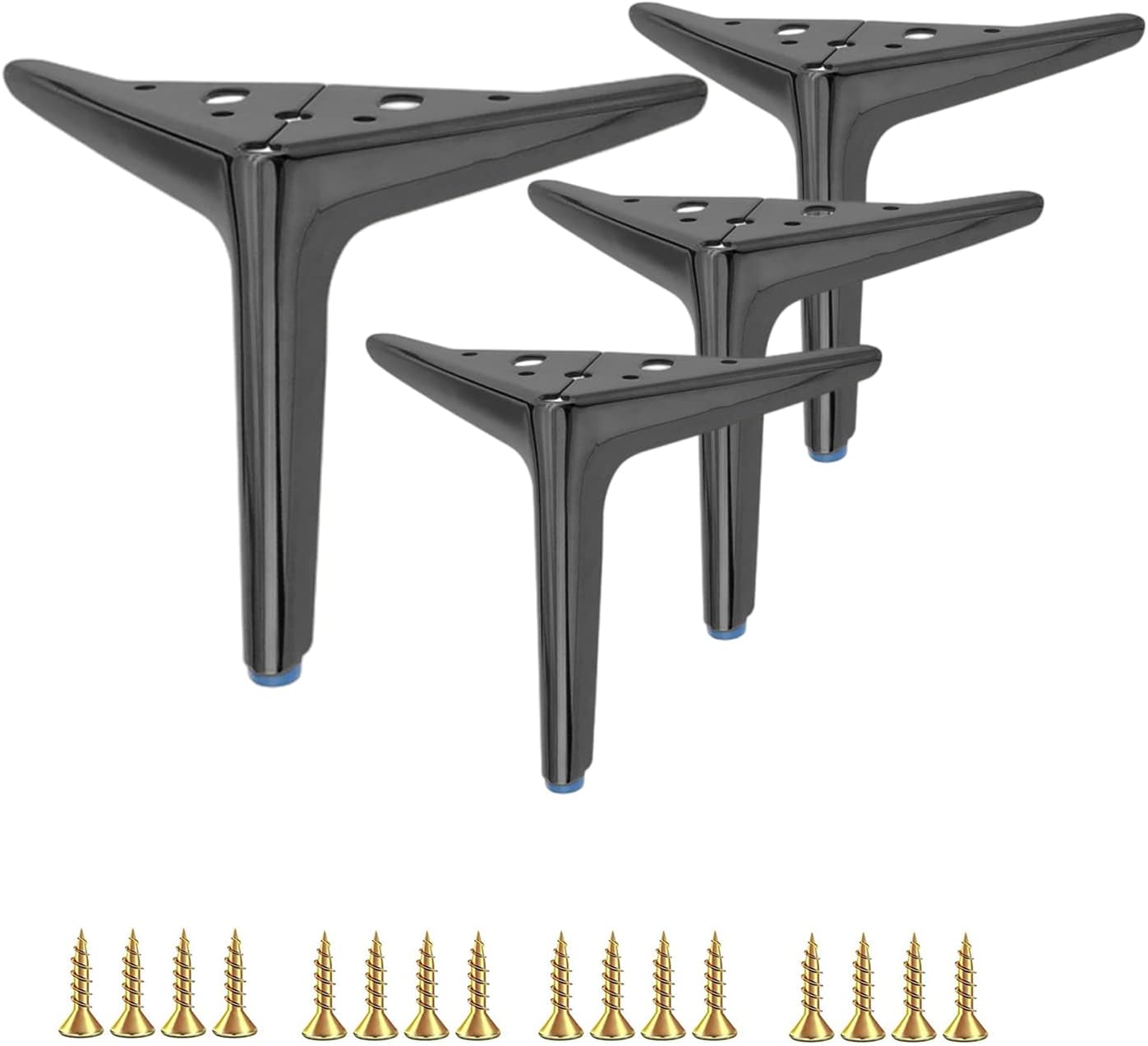 Eidoct 4Pcs Furniture Legs, Metal Furniture Sofa Legs, Modern Table Legs Metal Triangle Furniture Feet, Sofa Foot Couch Legs Replacement for Cabinet Cupboard Chair Ottoman (15cm, Gun Black)