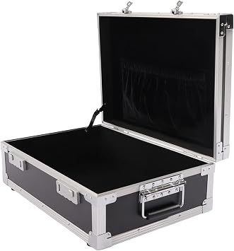 Locking Storage Box, Aluminum Trunk with Combination Lock Large Capacity Briefcase Security Box for Personal Items Cash Laptop, 18.1 * 12.9 4.9in, Black Small BGQH5R5MWDFKH