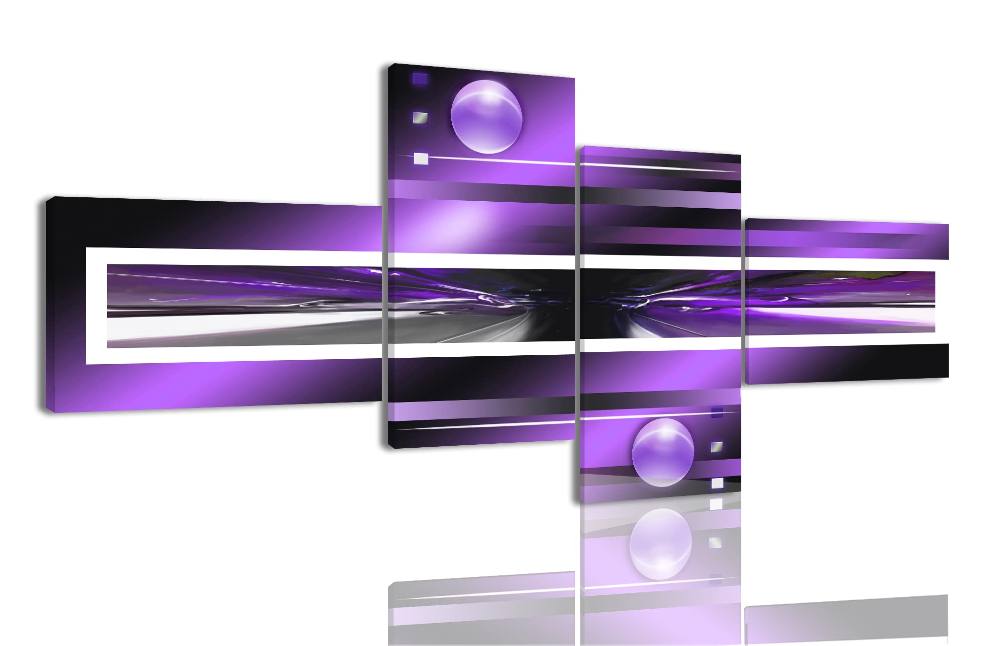 Photo 1 of **MISSING TWO PARTS**
Large Abstract Wall Art ,Purple and White Canvas Print 4 Piece Wall Painting Contemporary Modern Artwork Picture for Living Room Bedroom Wall Decoration Home Décor abstract A-8