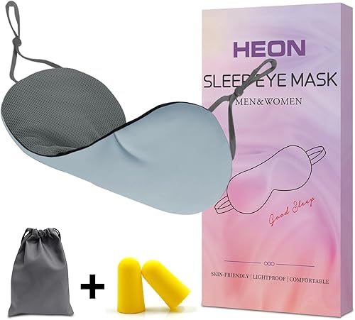 HEON - Máscara de dormir para hombres y mujeres, máscara táctil de doble cara para dormir y bloquear la luz, cubierta de ojos para dormir, trabajo,