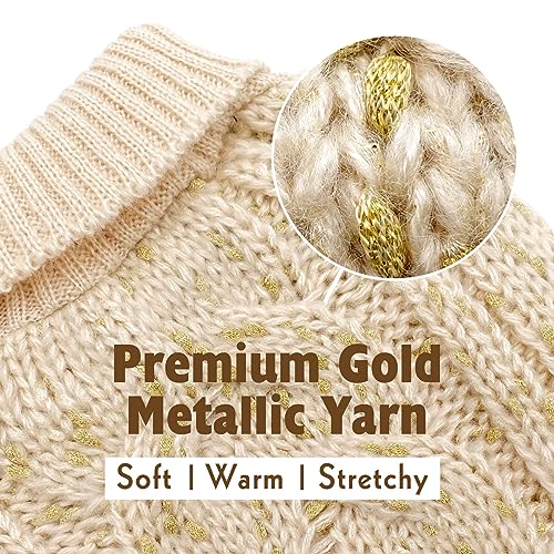 KYEESE Dog Sweaters Turtleneck Dog Pullover Sweater Knitwear Gold Yarn Warm Pet Sweater for Small Medium Dogs Fall Winter (Beige) KYEESE Dog Sweaters Turtleneck Dog Pullover Sweater Knitwear Gold Yarn Warm Pet Sweater for Small Medium Dogs Fall Winter (Beige)