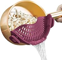 Vista 17 de AUOON - Colador grande con clip para todas las ollas y sartenes, colador de silicona de gran tamaño, diseño familiar, colador de pasta, colador