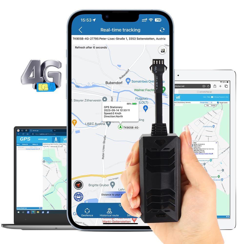 GPS Tracker 4G für Auto, mit Acc-Alarm ohne ABO