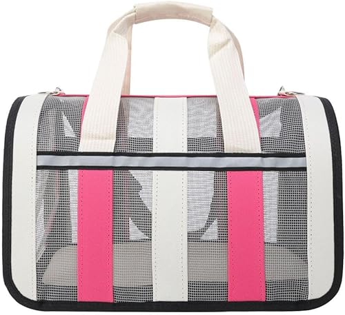 Vista 12 de Transportador de mascotas para perros pequeños y gatos, bolsa de viaje portátil de malla transpirable de lados suaves para gatos, bolsa