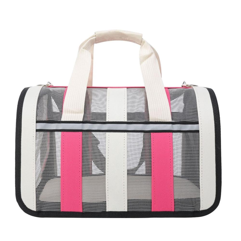 Cat Carrying Case Pet Dog Carrier Soft-Sided Cat Bag Puppy Dogs Bag Portable Foldable Waterproof Travel Puppy Carrier for Medium Small Cats Dogs (rose redM)