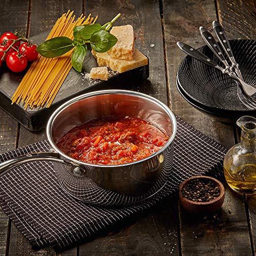 Stainless Steel Saucepan with Lid – Sauce/Cooking Pot for Induction, Gas, and Other Stoves – Oven-, Dishwasher-Safe, Mirror Finish Cookware by Swiss Diamond (2.6 Qt.) Main Image