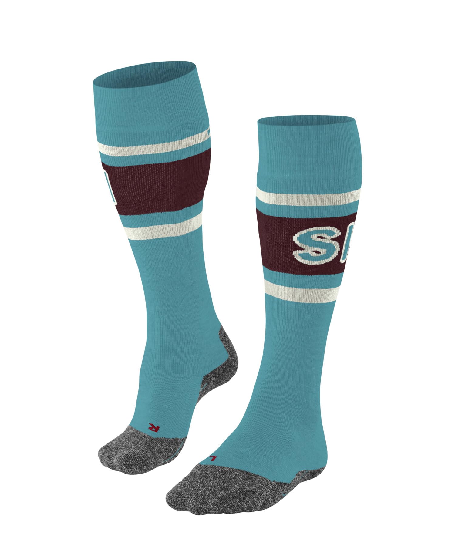 FALKE Women's SK2 Intermediate Wool W Kh Wool Functional Yarn Warm Thick 1 Pair Skiing Socks, Turquoise Peacock Blue 6536 Trend, 4-5
