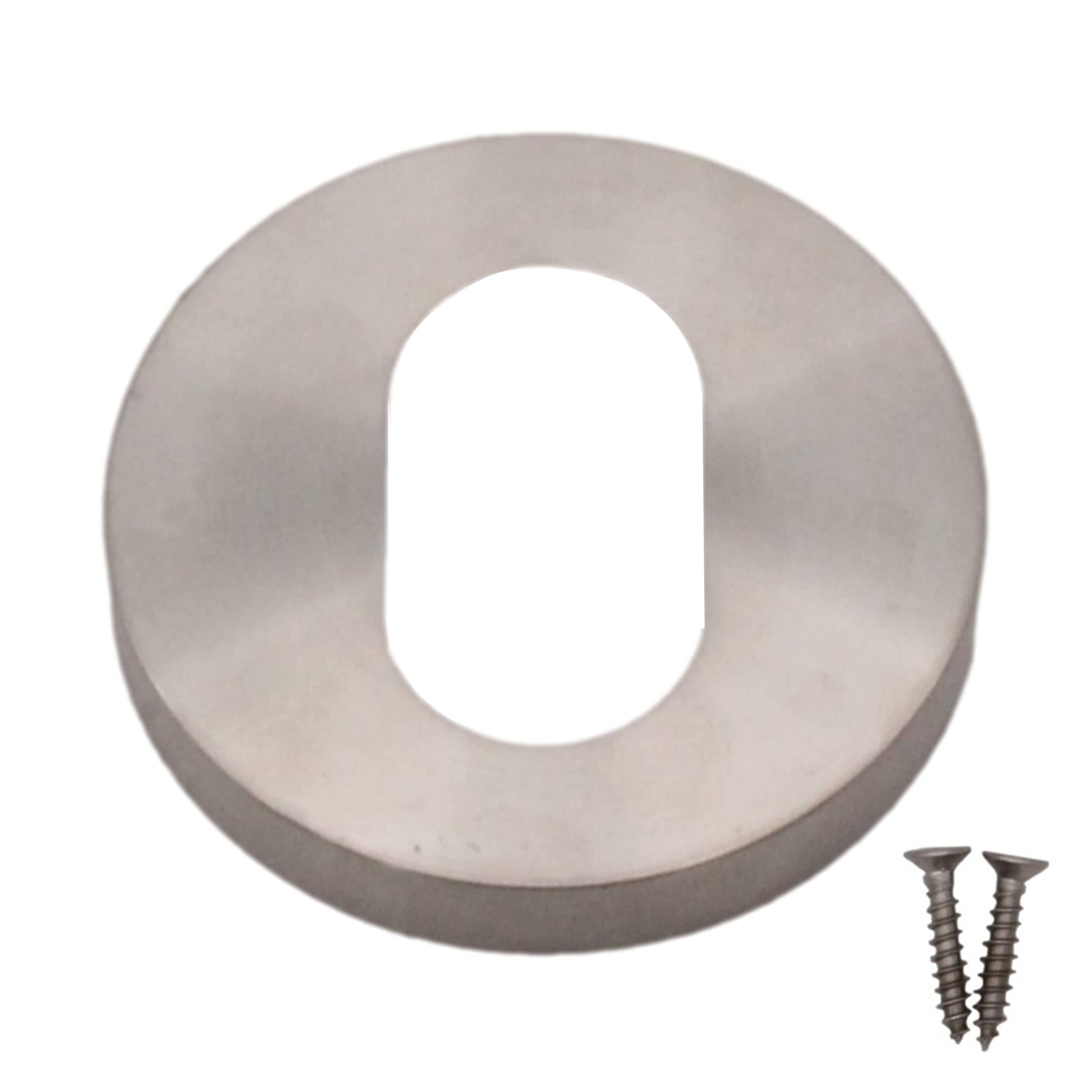 Eai Satin Stainless Keyhole Cover Escutcheon Stainless Steel Oval Finish Pack Of 1