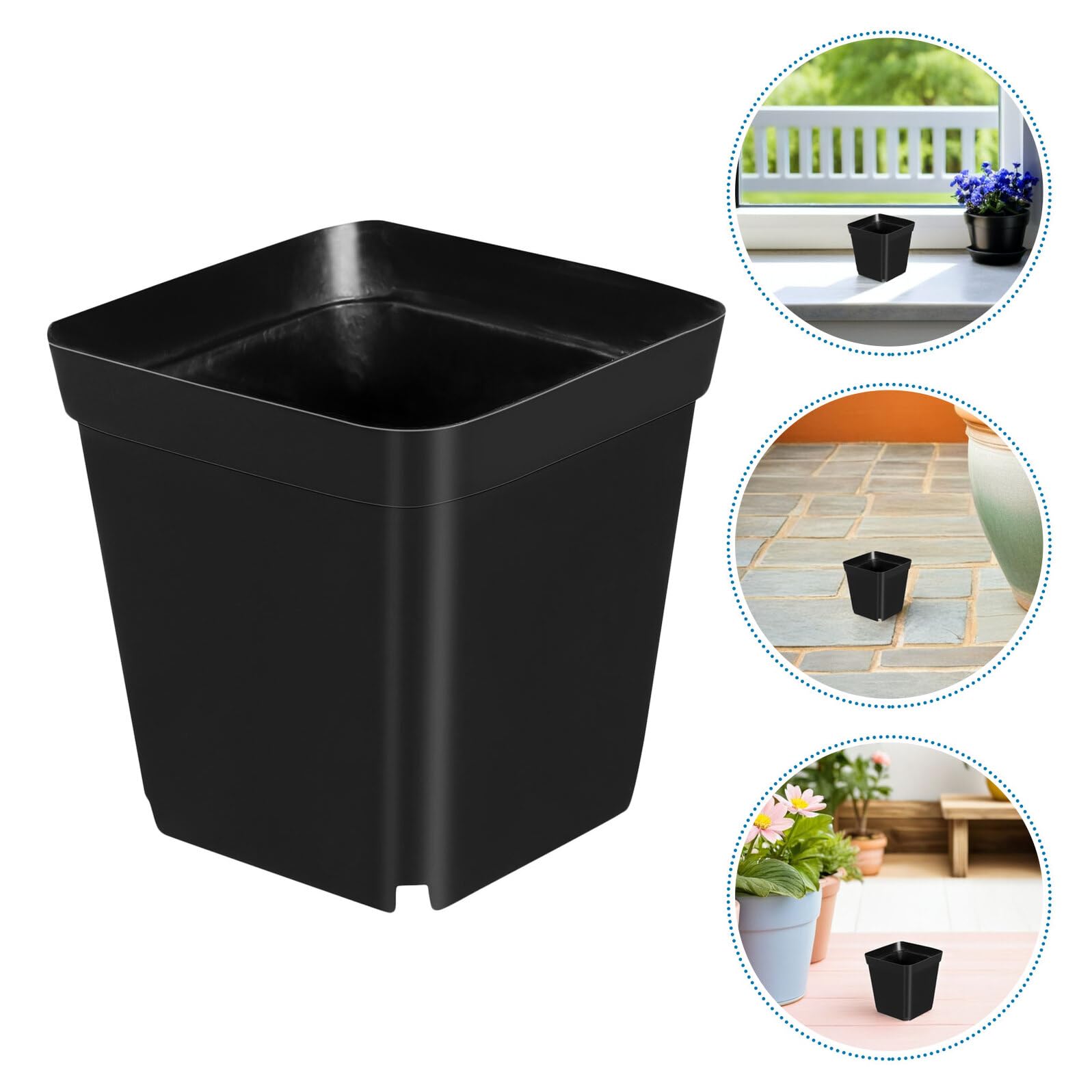 SOIMISS Lot de 100 Godets Carrés Noirs en Plastique Réutilisables 55 X 55 CM Drainage pour Semis Culture de Plantes D’Intérieur Jardinage de Légumes et Succulentes Réutilisable