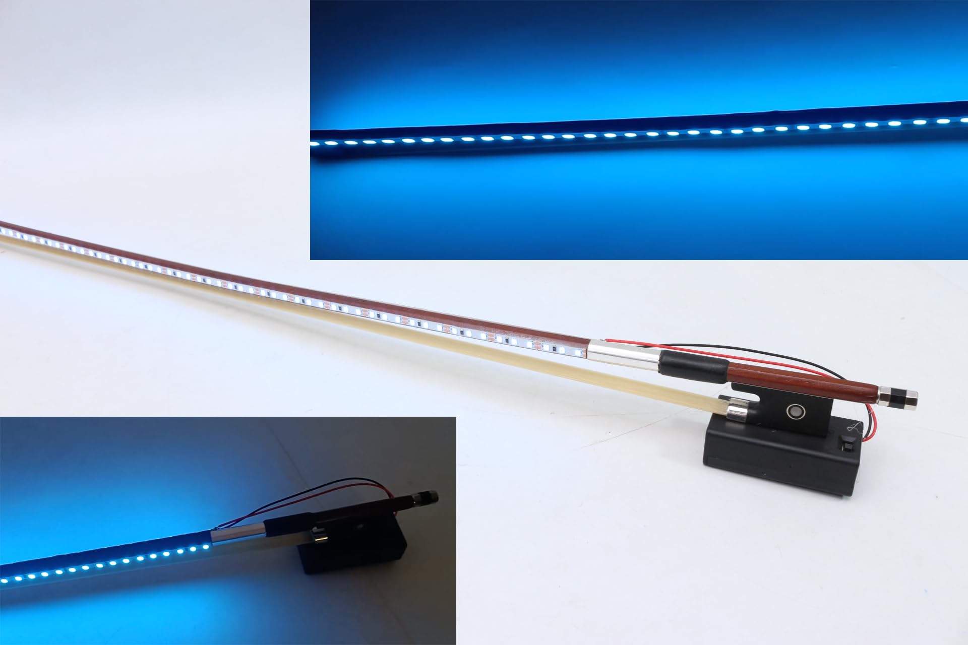 Vetimobato 3 Colors Electric Violin 4/4 Transparent Crystal Acrylic Body With Led Light Violin Bow Crystal Violin Shoulder Rest Violin Case (Led Bow)