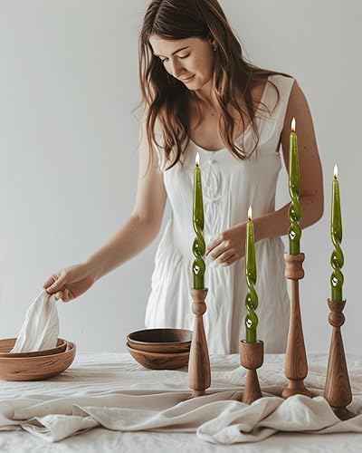 Miniatura 8 de LPUSA Velas cónicas en espiral hechas a mano, velas cónicas torcidas brillantes, color verde azulado, velas cónicas para vacaciones, bodas, fiestas,