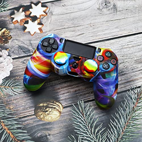 Image of Skin for Ps4 Controller, 1pc Anti-Slip Shell Cover Case with 10 Joystick Grips Silicone Cover Sticker for PlayStation 4 Controller(PS4 Controller #15)
