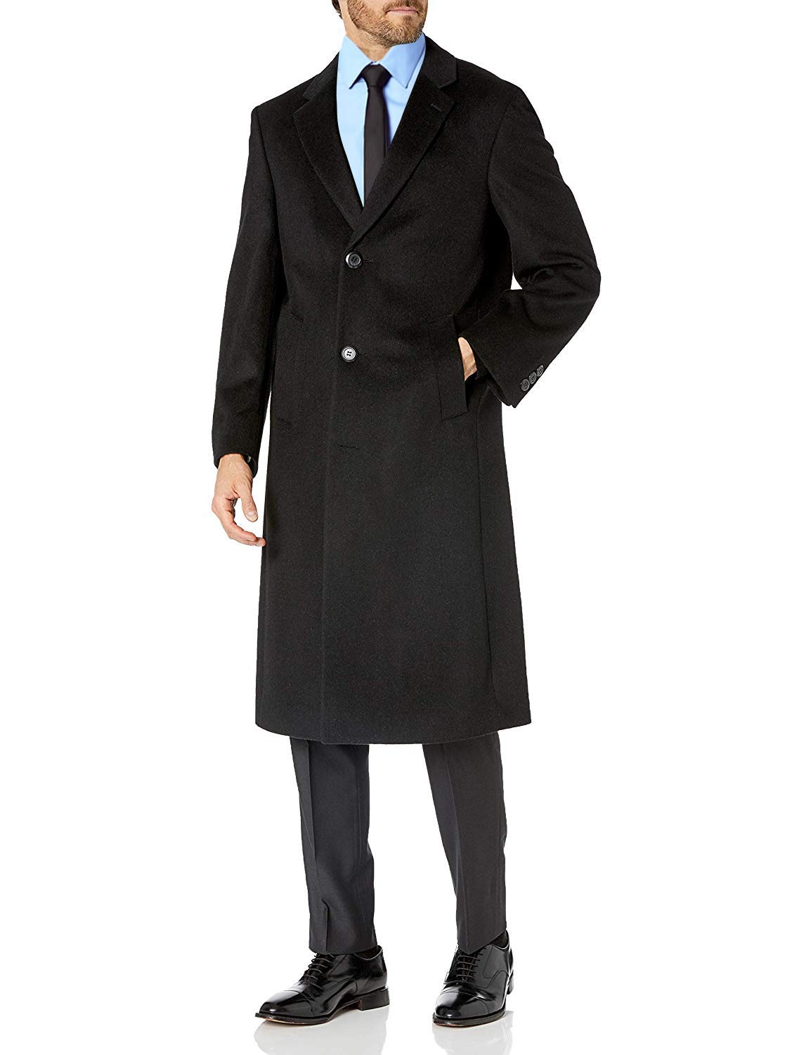 Men's Single Breasted Luxury Wool/Cashmere Full Length Topcoat