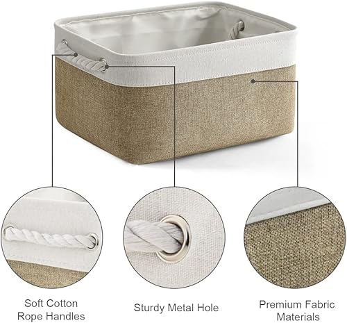 Miniatura 5 de TheWarmHome Cesta de almacenamiento para estantes, 12 x 8 x 5.2 pulgadas, paquete de 6 cubos de almacenamiento plegables para armario con asas,