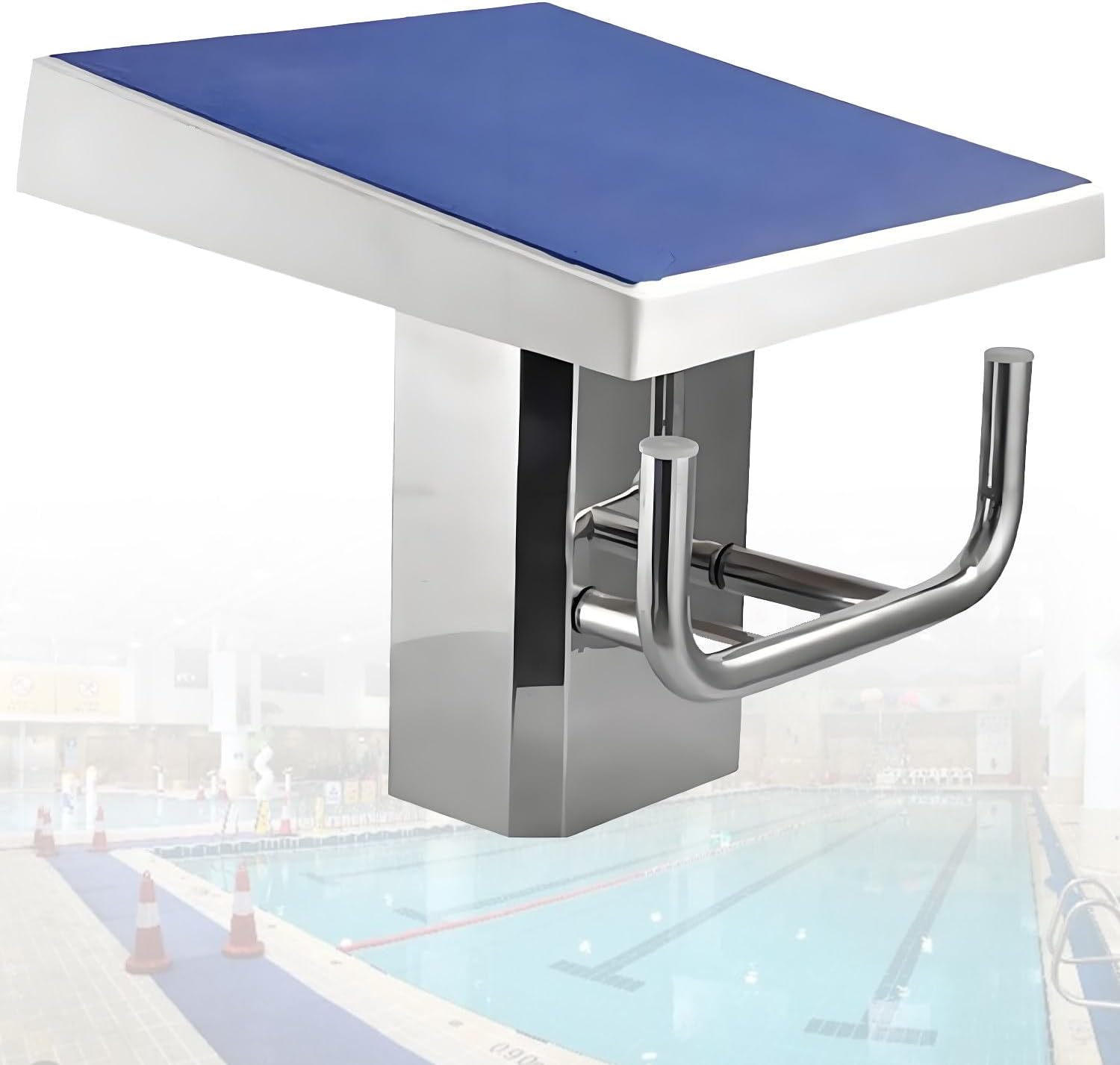15° Inclined Professional Diving Platform, Heavy Duty Swimming Pool Diving Platform, Load 600LBs, 304 Stainless Steel Non-Slip Diving Boards, for Pool Training Competition B