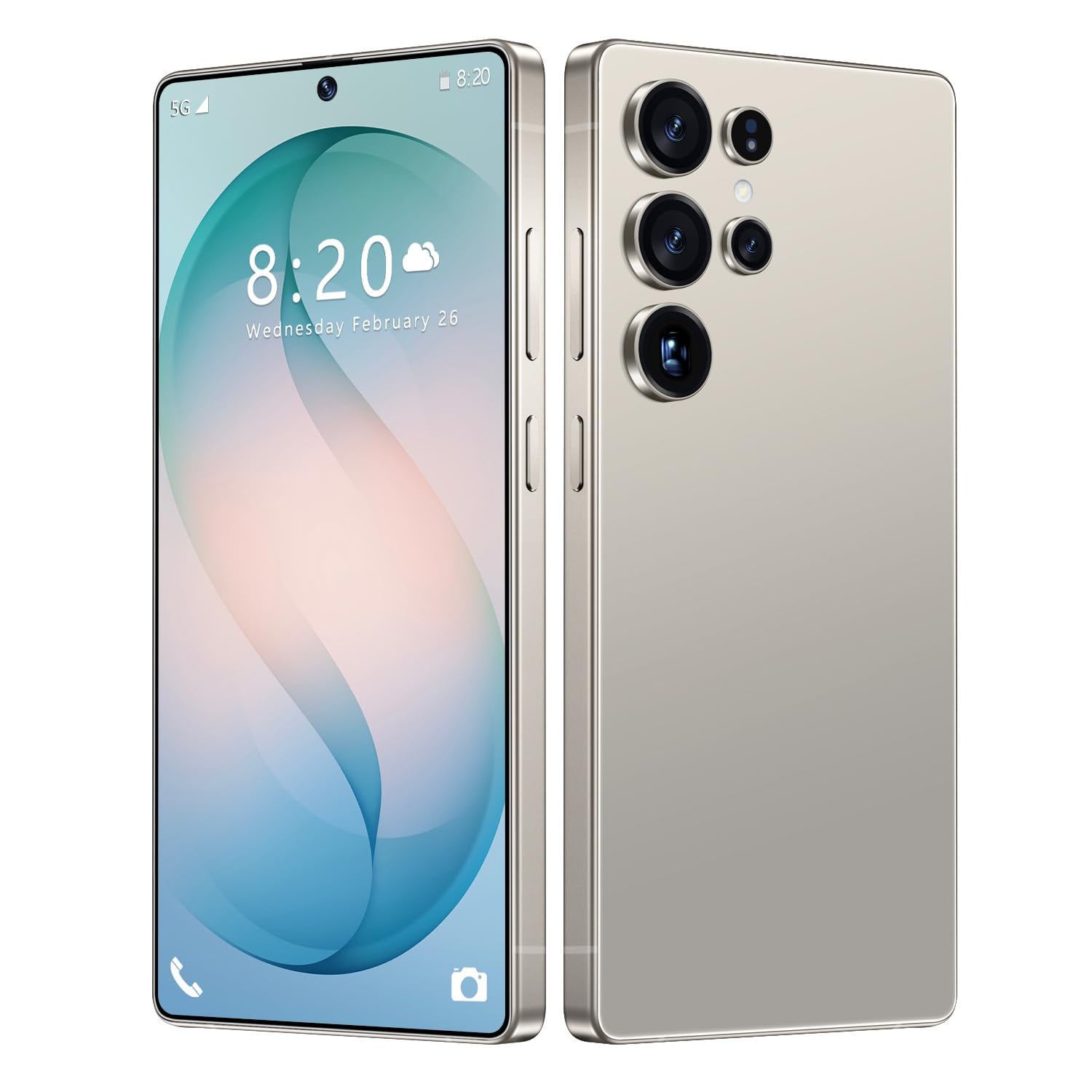 ULUCAN Outdoor-Smartphone (S26 Ultra-Stil) mit integriertem Stift, 7,3-Zoll-Full-Screen-Display (Auflösung 1440 x 3040), 16 GB RAM / 1 TB ROM, ohne SIM-Lock, USB-Typ-C-Anschluss,Gray-7.3IN