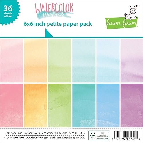 Lawn Fawn Paquete de papel pequeño - LF1355 Acuarela Wishes 6 "X6"