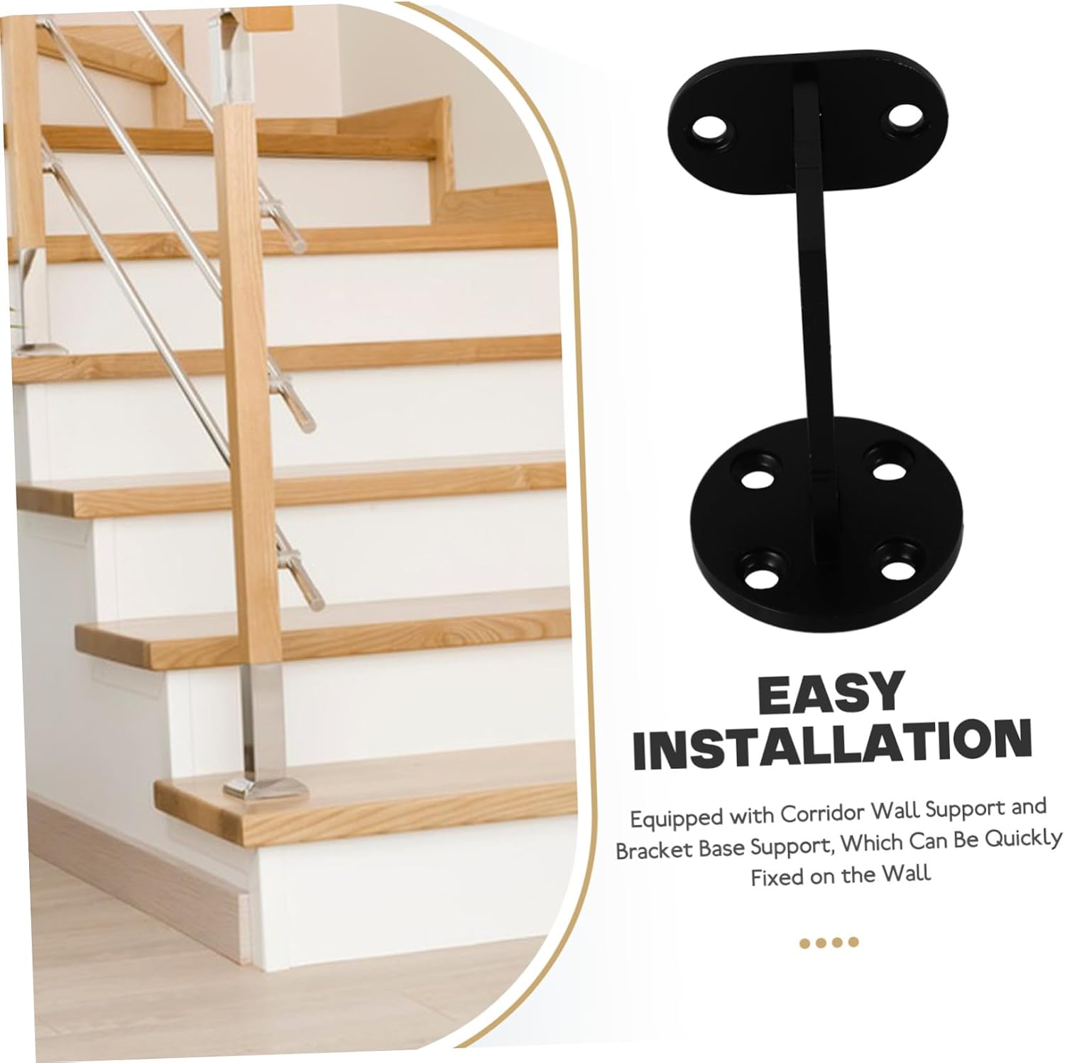 Stair Rail Bracket Stainless Steel Handrail Brackets Black Compact Design for Stairs