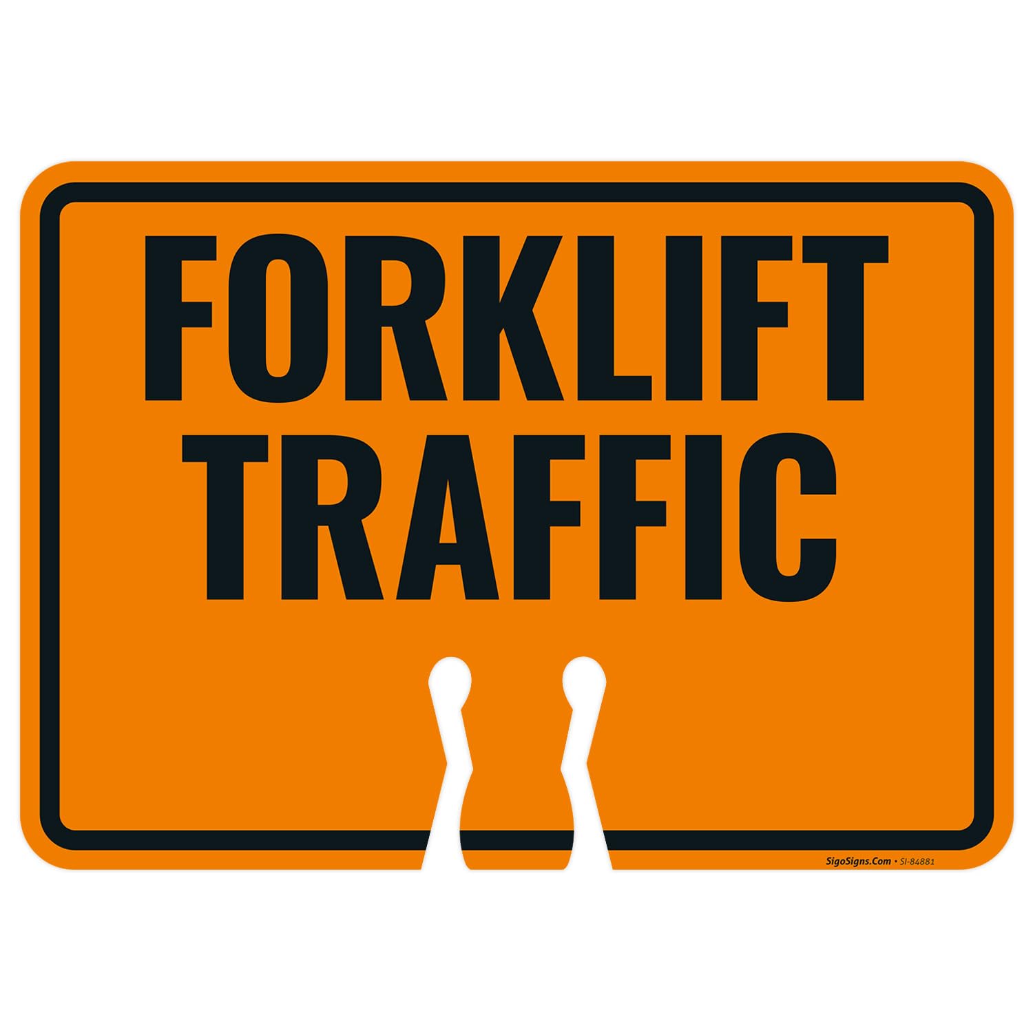 Forklift Traffic Cone Top Sign, Double Sided, Standard Size 10x14 Inches Plastic, Made in USA by Sigo Signs