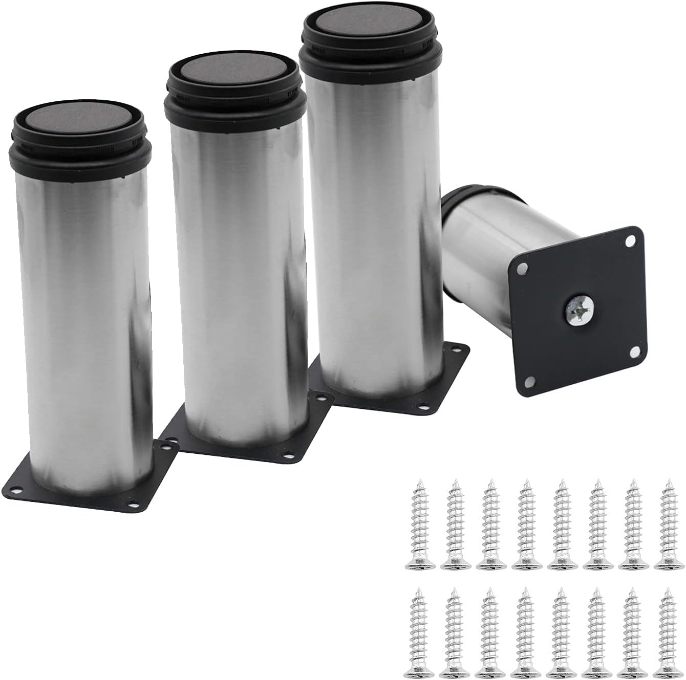 Set Of 4 Adjustable Metal Furniture Legs,Couch Risers,Stainless Steel