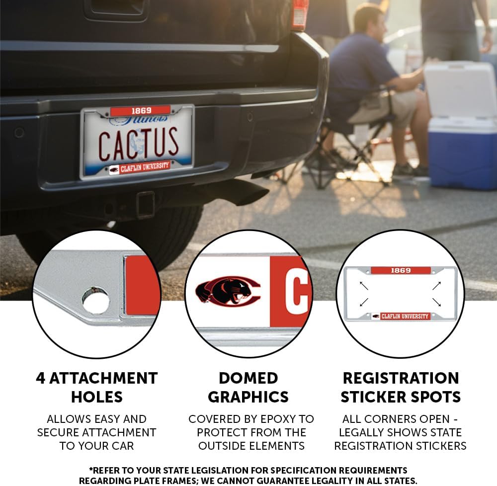 Desert Cactus Claflin University License Plate Frame Metal Car Tag Holder for Front or Back of Car Officially Licensed (Founding Year)
