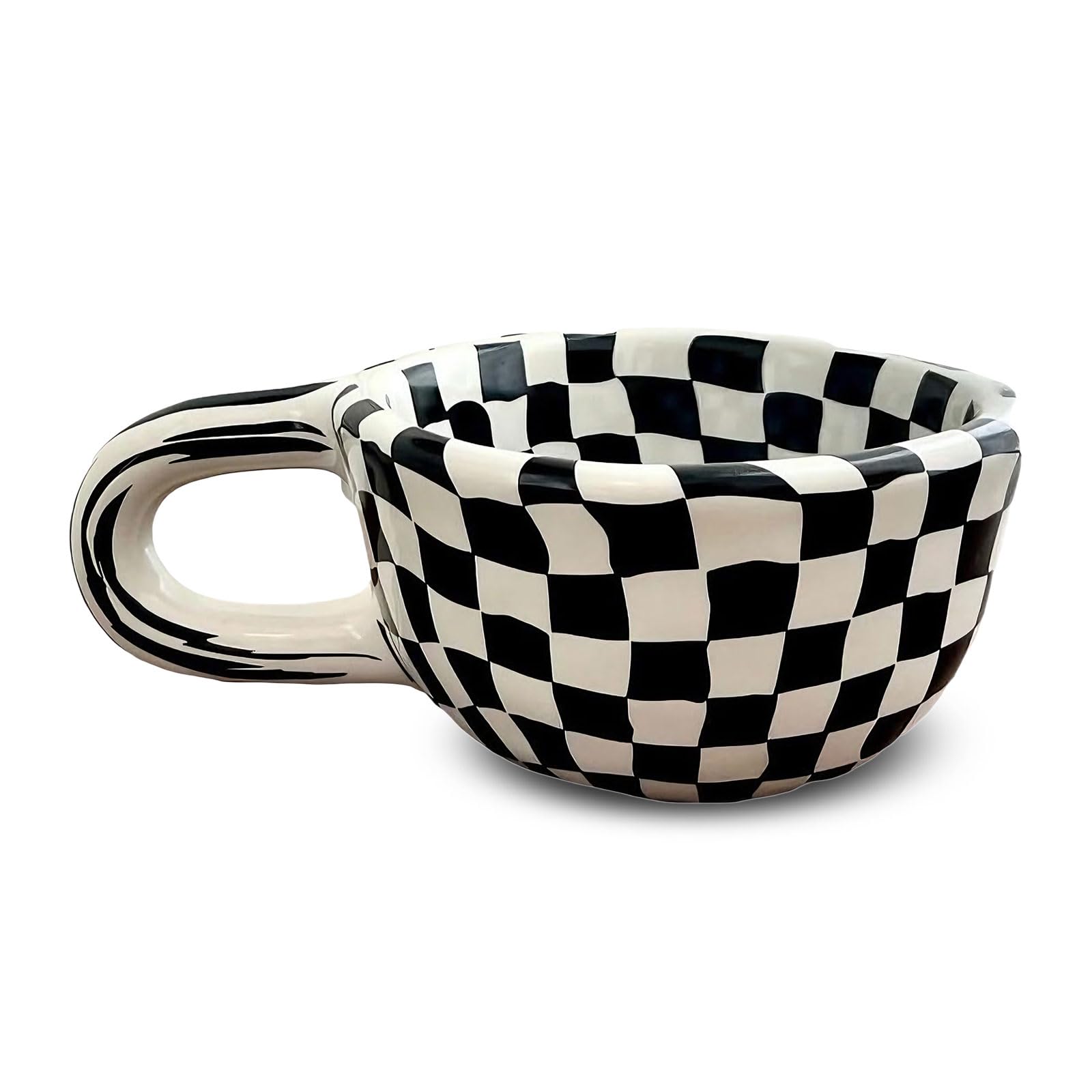MerwDeeyt 170ml Checkered Coffee Mugs Black Coffee Mug