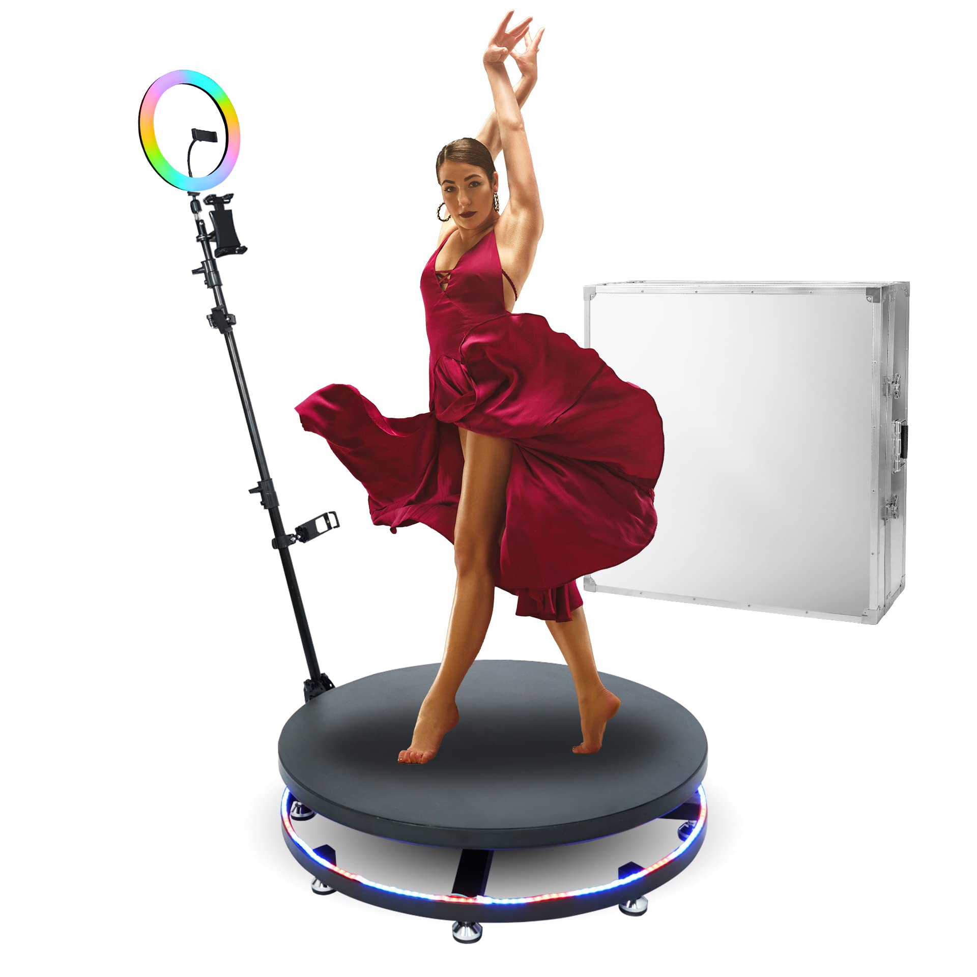360 Photo Booth Machine Aluminum Box Spin Video Platform, Non-Bluetooth for Party Christmas, Wedding
