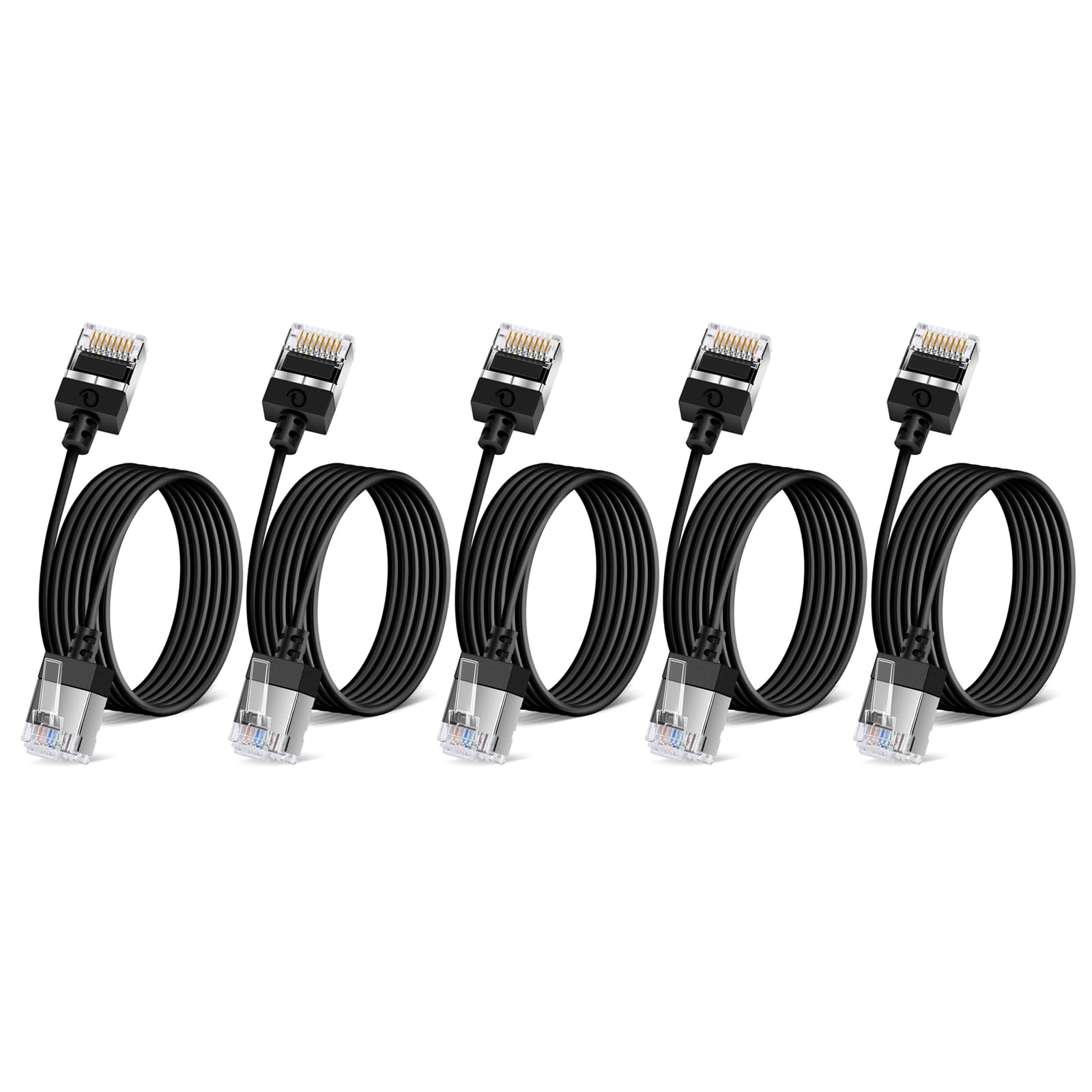 Dutevolns Ultra Thin Cat 6A Ethernet Cable 10 Feet 5Pack, Flexible & Slim Rj45 Cat6a LAN Cord, 10Gbps 550MHz Cat6 Network Cable for Pc, Router,