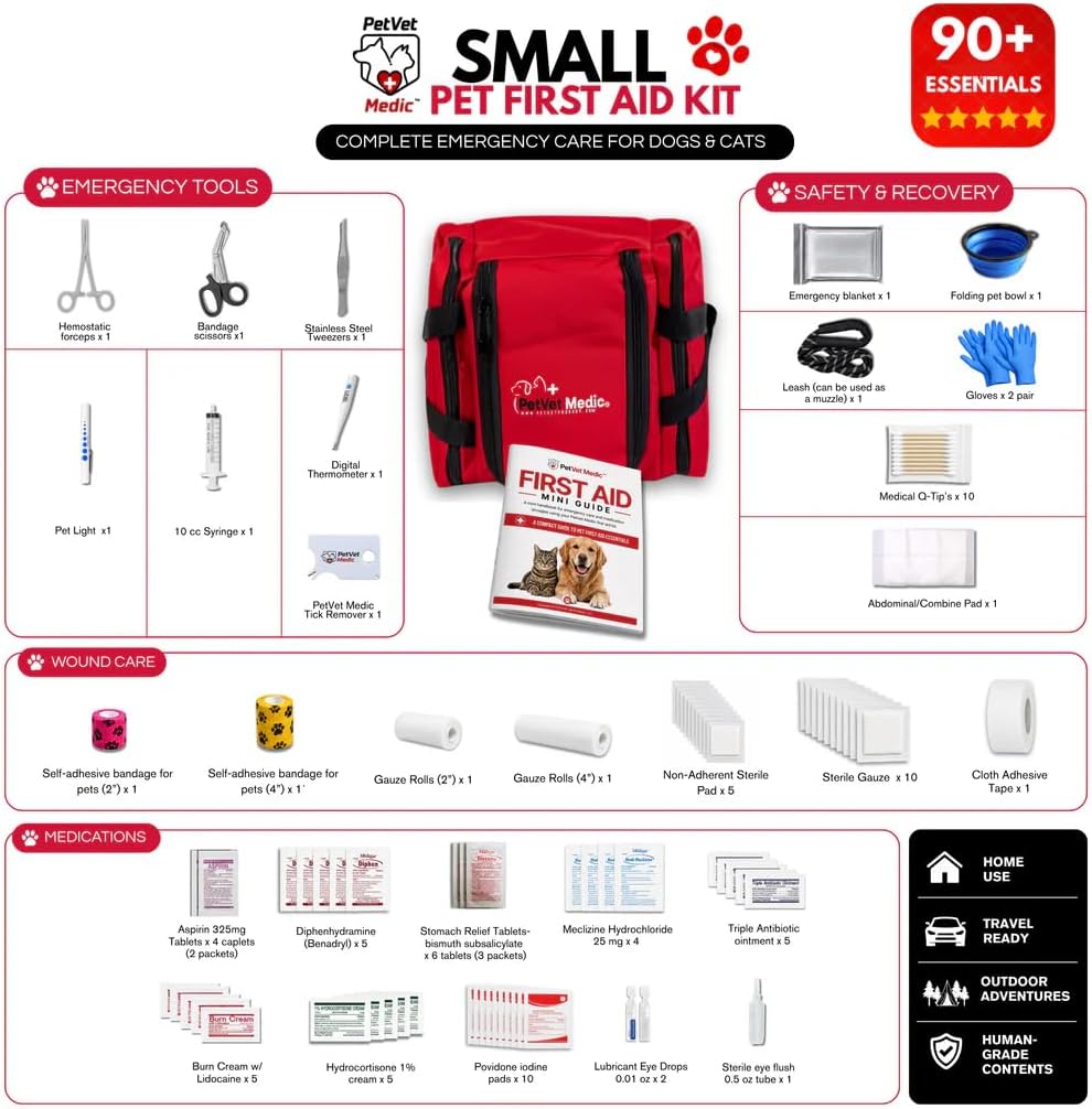 Cat & Dog First Aid Kit with Thermometer & Bandages (Small) image 2