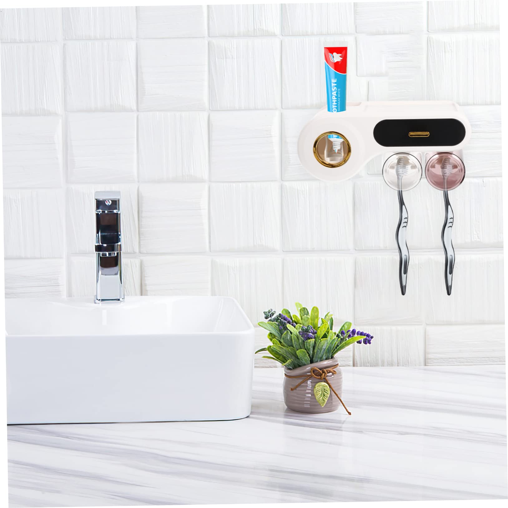 Cabilock Soporte De Cepillos De Dientes y Pasta De Dientes Organizador De Baño Montado La Pared Diseño Multipropósito para Ahorro De Espacio y Almacenamiento Sanitario El Hogar