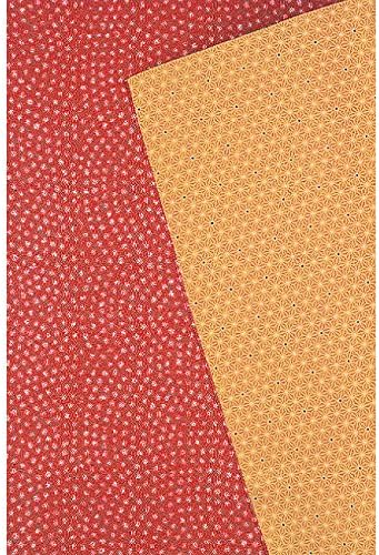 FUROSHIKI- Japanese Traditional Wrapping Cloth (Komon x Flax ornament: Red/Orange)