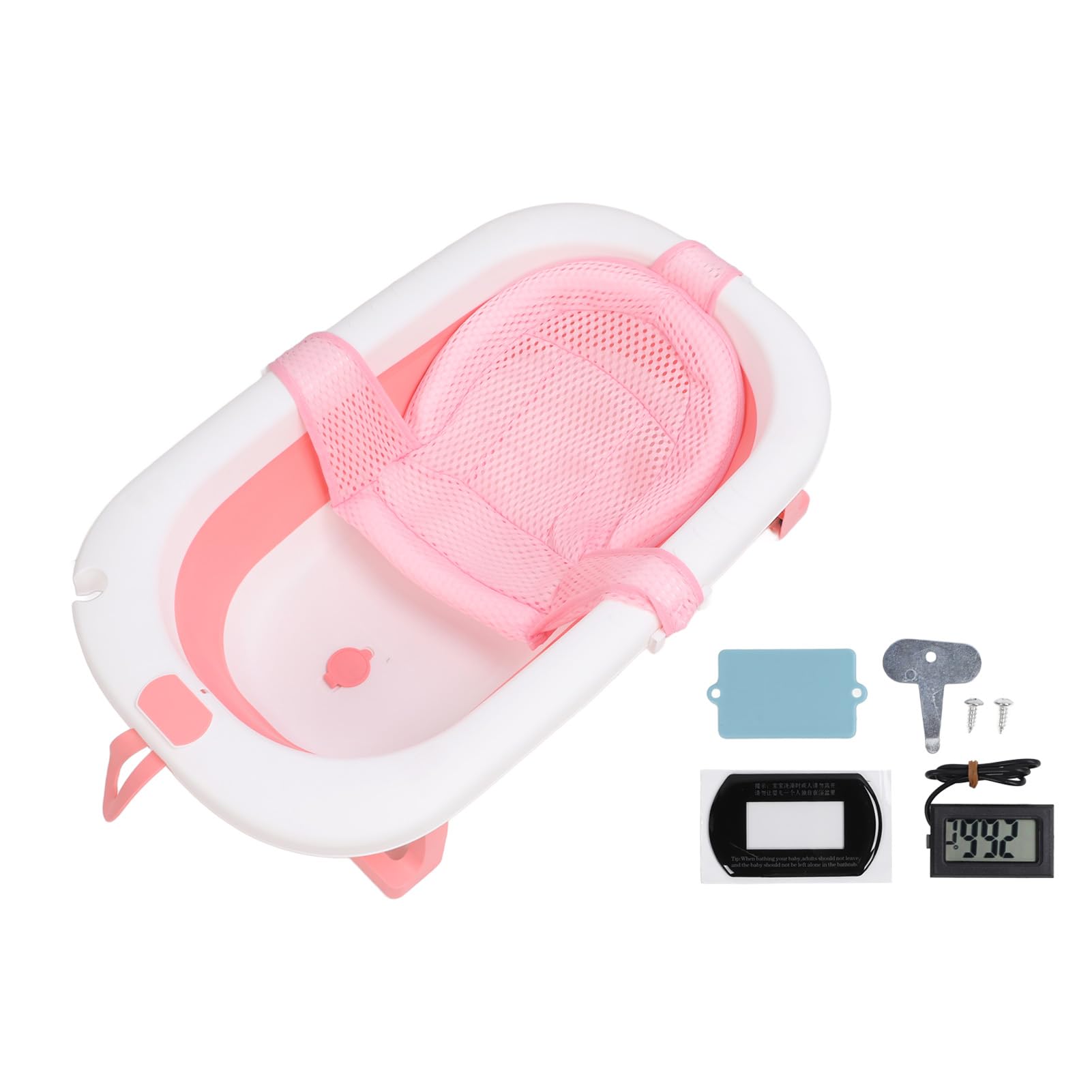 Zestaw do Wanienki dla Dziecka, Wanienka dla Dziecka, Duża Składana Siatka Kąpielowa Oszczędzająca Miejsce do Kąpieli dla Noworodka (PINK)