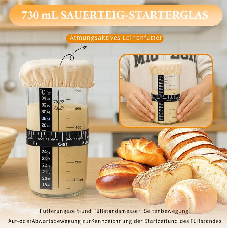 Sauerteig Starter Set mit Kunststoff Gärkörbchen（lebensmittelecht） – Ansicht 4