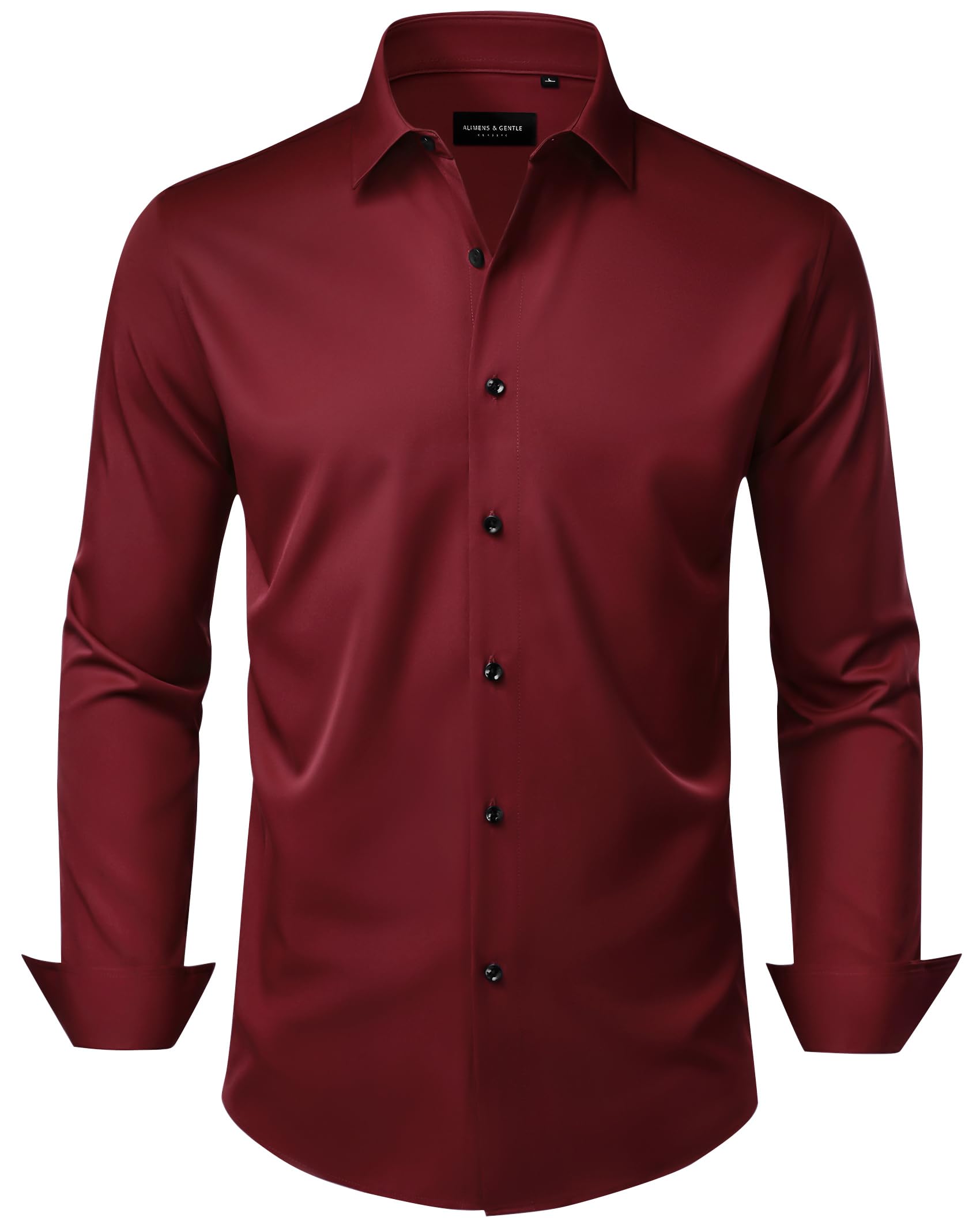 Men's Dress Shirts Wrinkle Free Stretch Solid Long Sleeve Button Down Shirt Wedding Dating