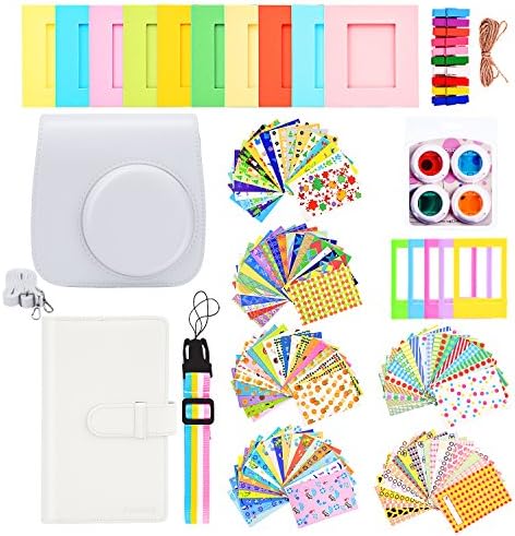 Sunmns Camera Accessories Bundle Kit Set for Fujifilm Instax Mini 9, Accessory Include Case, Album, Film Stickers, Desk Frames, Hanging Frame, Filters, Strap (Smokey White)