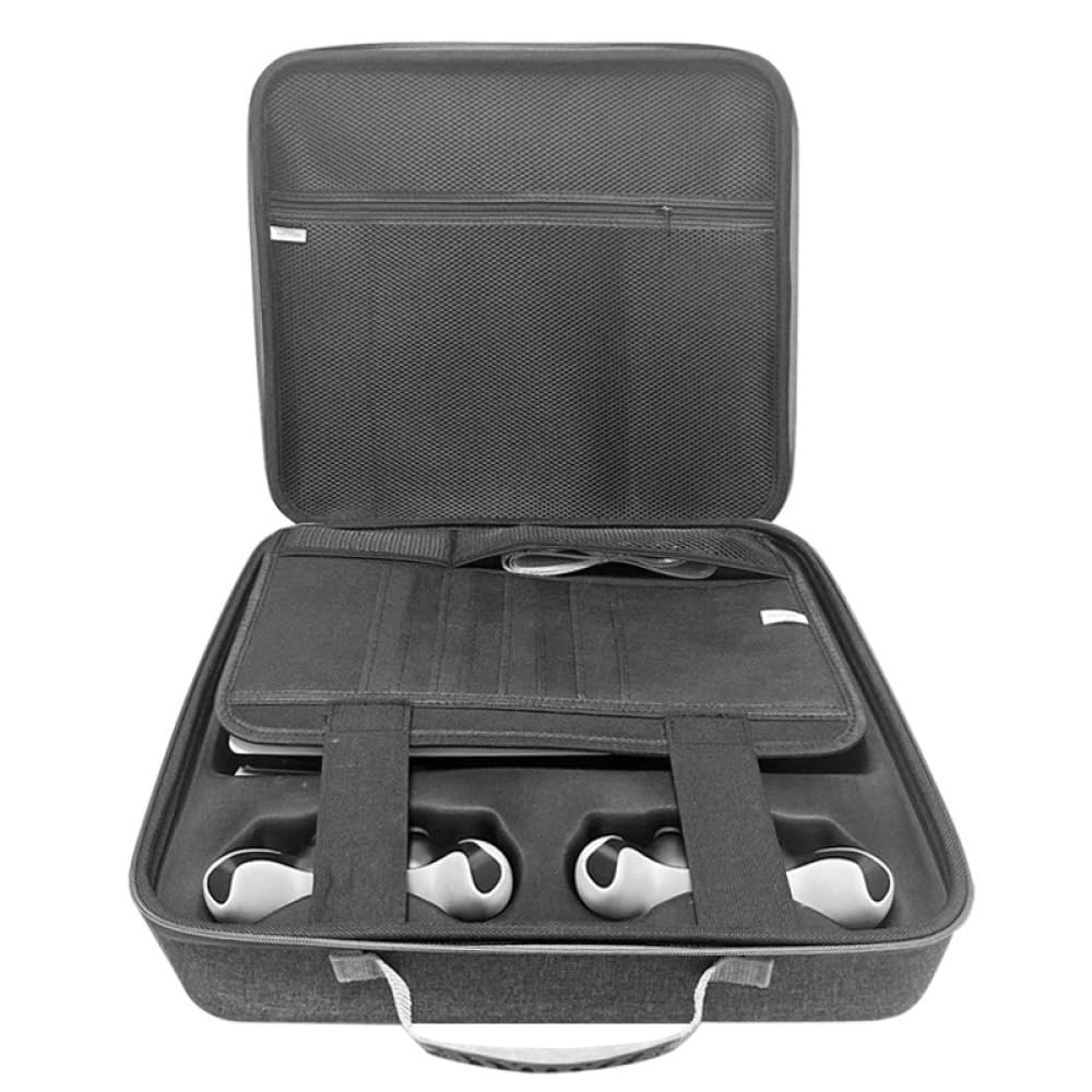 Generico Custodia a guscio rigido per PS5 Pro, custodia protettiva da viaggio di grande capacità console per PS5 Pro, controller e dischi di gioco (Nero)