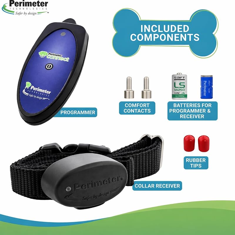 Perimeter Connect Underground Fence Dog Collar, Compatible with Invisible Fence Brand Systems | Self-Programmable Replacement Containment Collar | Bluetooth App Setup | American Built