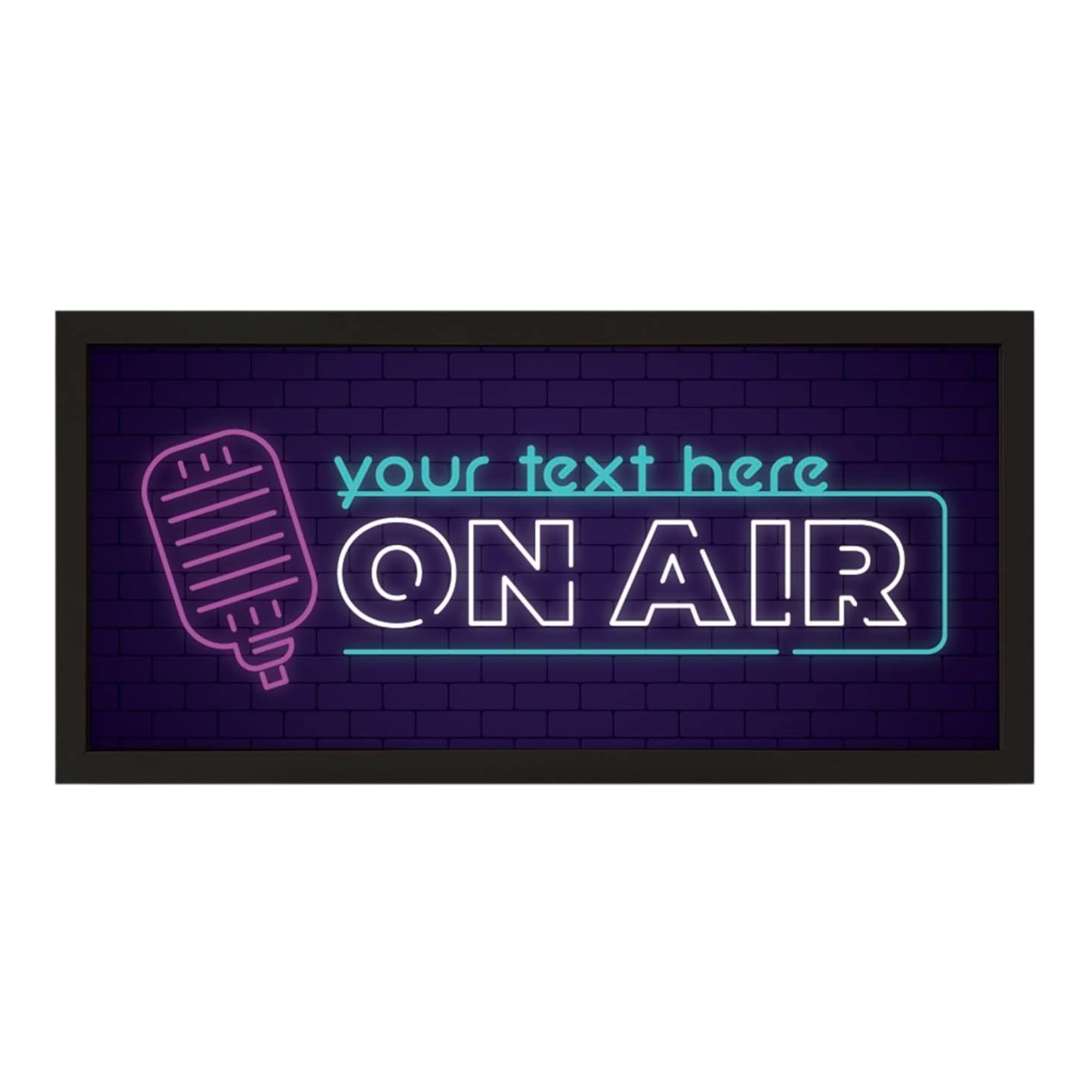 Personalised Wall Art Black Framed Print On Air Studio | Custom Room Large Wide Sign |DJ Recording Artist Classic Retro Signage |Display Show Broadcasting | Live Social Media Content Creator Gift